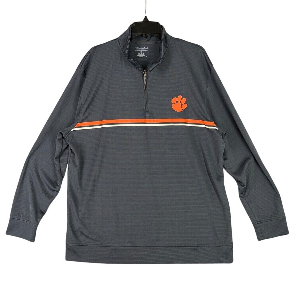 University ClemsonAthletic‎ Pullover Champion Shirt Mens XL Gray Quarter Zip